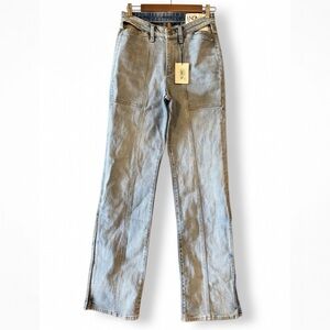 LNDN Denim Light Wash Straight Blue Jeans with cutouts and boot slits,‎ size 26